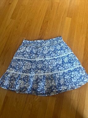 J. Crew Blue and White Floral Mini Skirt
